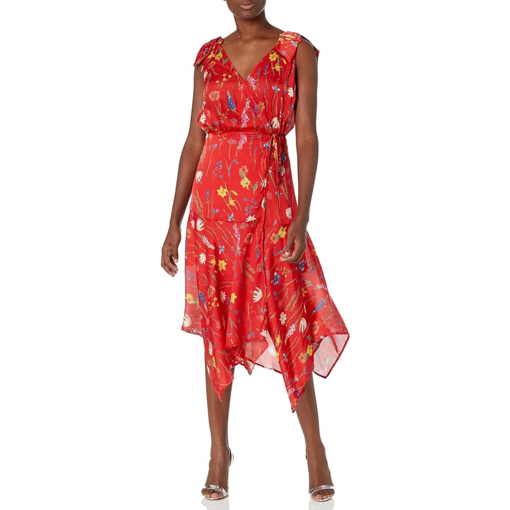 NWOT The Kooples Women's Asymmetrical Midi‎ Dress with Floral Print